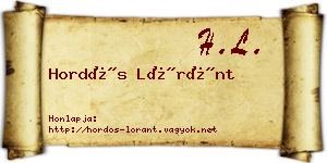 Hordós Lóránt névjegykártya