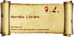 Hordós Lóránt névjegykártya